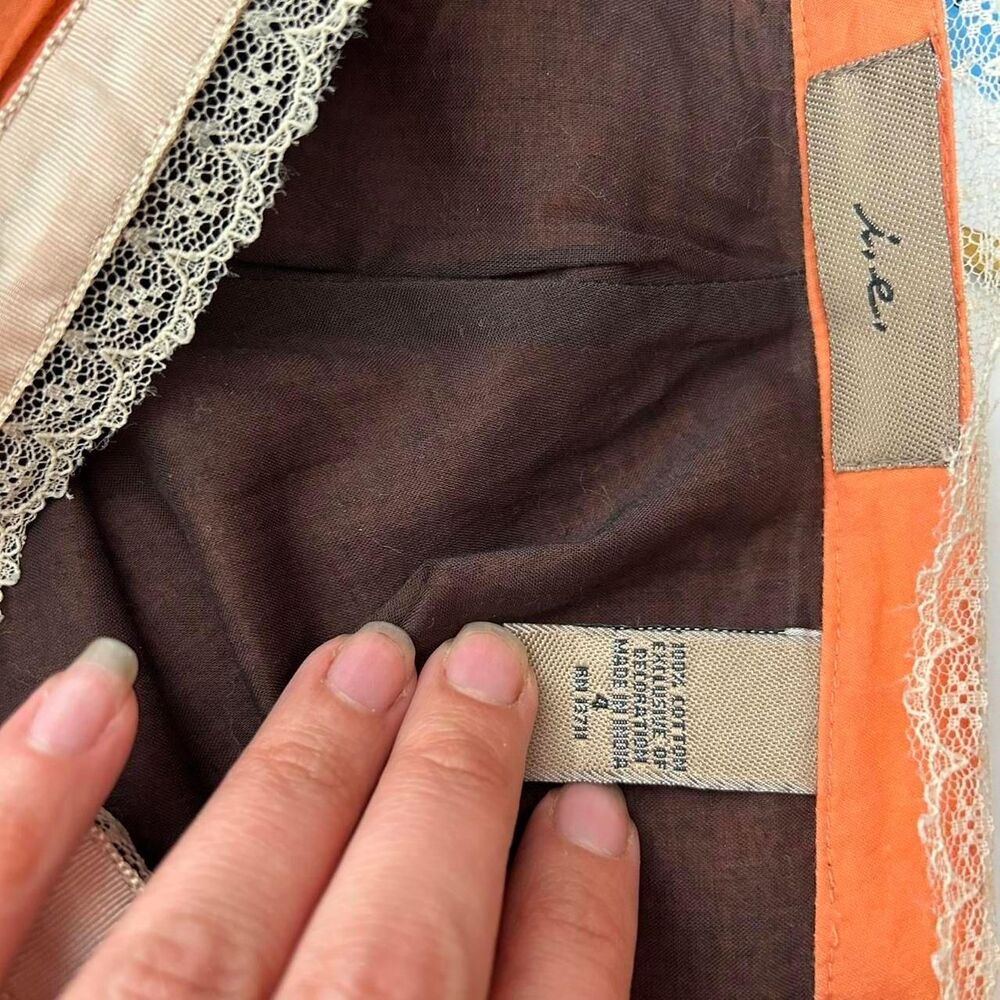 vintage Y2K 2000s retro Vibrant orange and blue midi skirt with a boho touch, - Picture 6 of 8